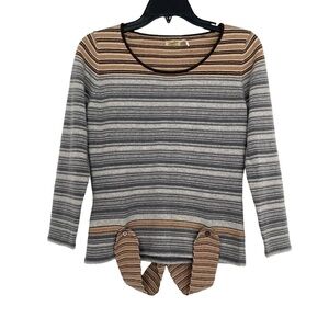 Max Studio Brown Gray 100% Cashmere Striped Sweater Size Small